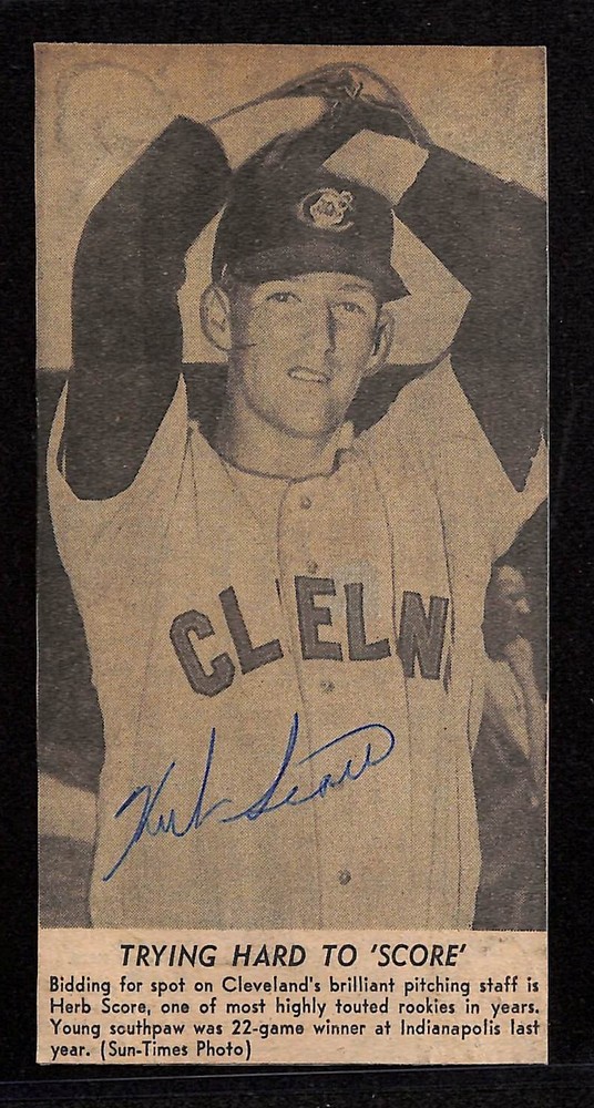 Herb Score Newspaper Clipping Signed Auto