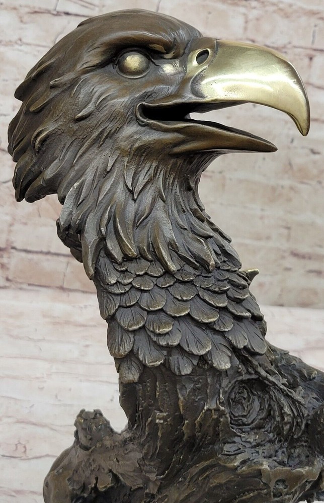 Milo`s Original Bronze Statue: Handmade EagleHead Sculpture, Fine Artwork