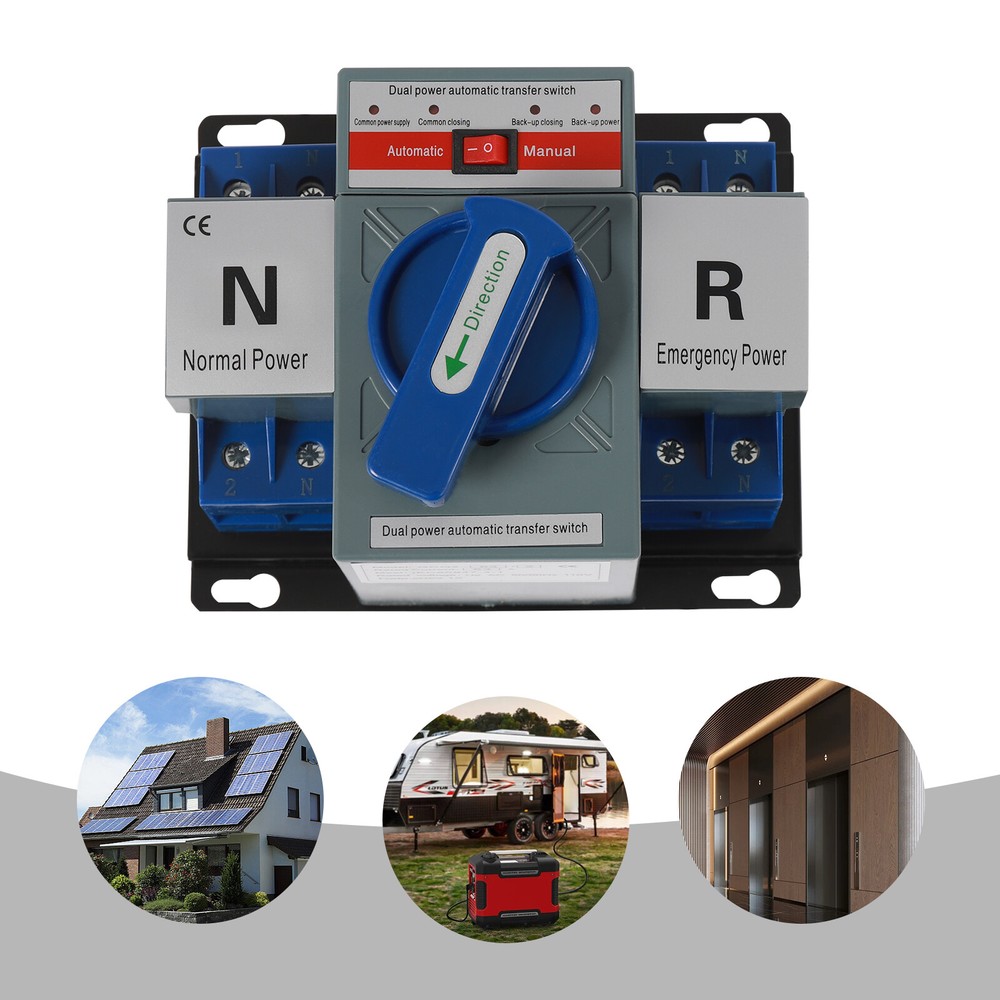 AC110V 2P 63A Mini Dual Power Automatic Transfer Switch Toggle Control Converts