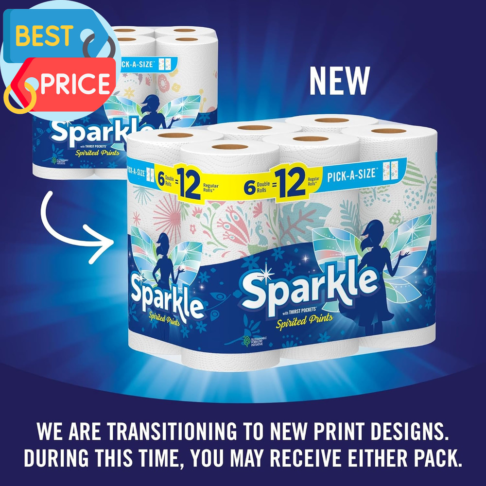 Pick-A-Size Paper Towels, Spirited Prints, 6 Double Rolls = 12 Regular Rolls, Ev