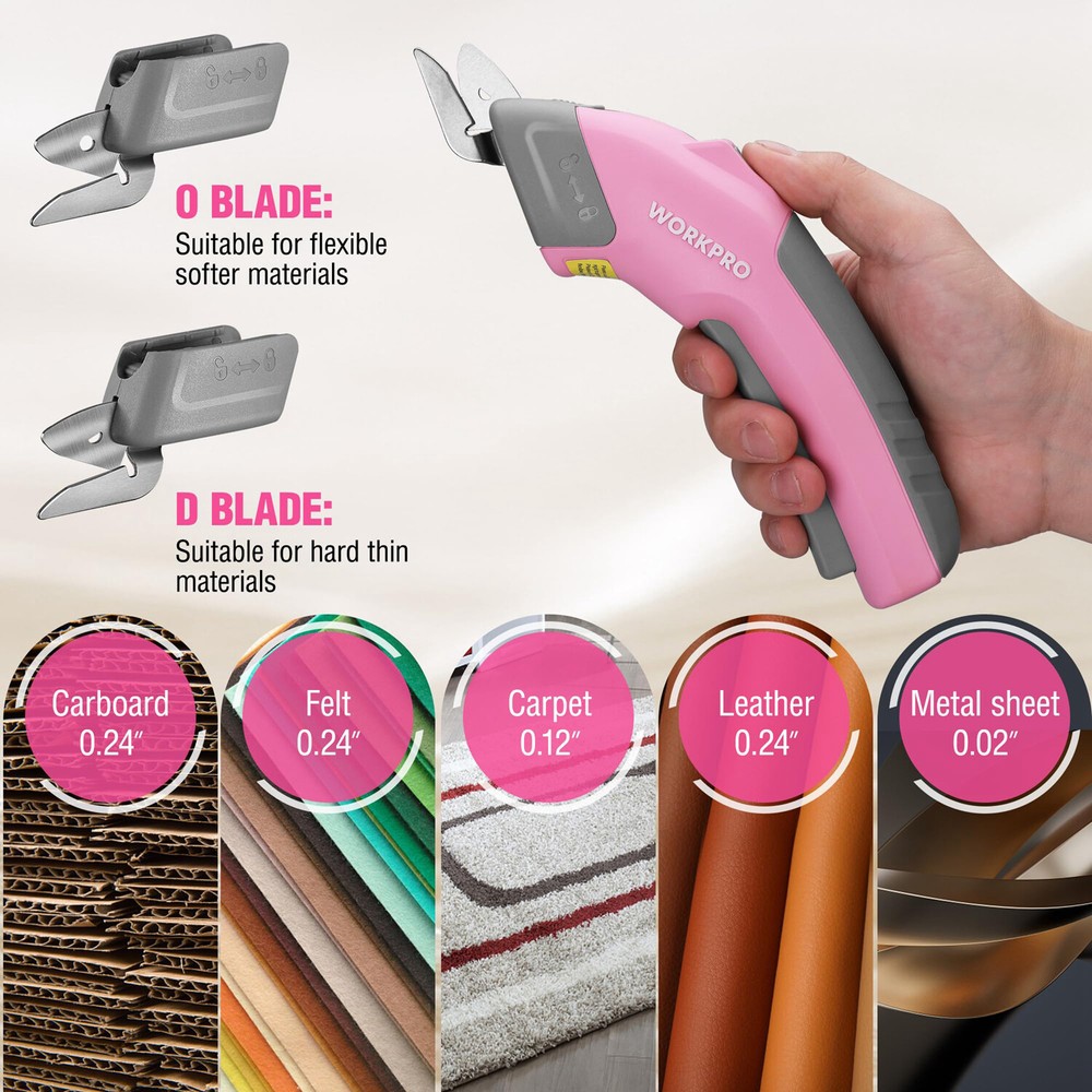 WORKPRO 4V Cordless Electric Scissors 2 blade Rechargeable Powerful shear Cutter