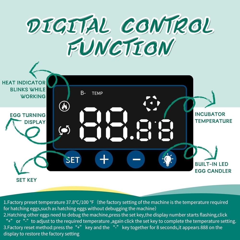 Automatic Egg Incubator 12-38 Eggs Automatic Poultry Intelligent Incubator fo...