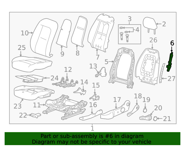 Genuine GM Passenger Side Front Seat Back Upper Support 13507183