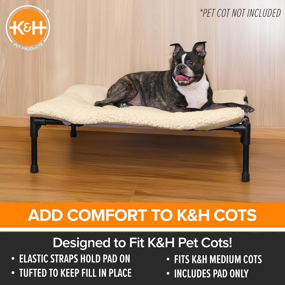 K&H Medium Dog Cot Pad: Pillow-Top Comfort for Elevated Beds - Machine Washable