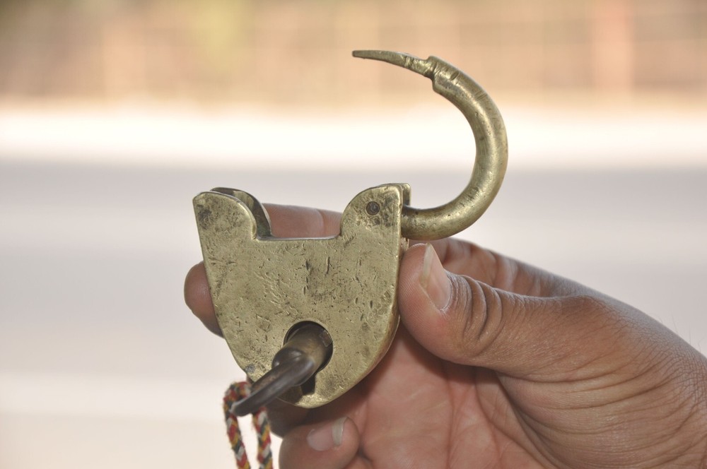 Vintage Unique Shape Brass Fine Handcrafted Unique Shape Padlock