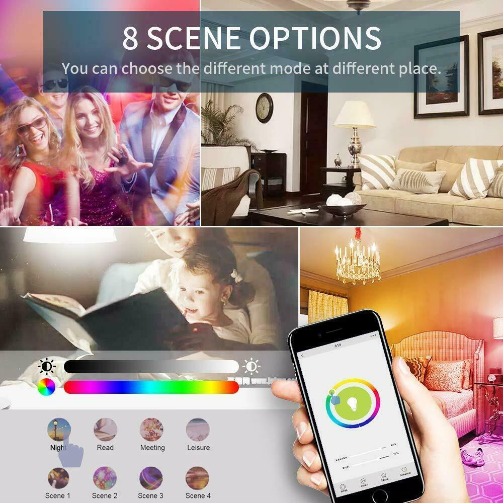 ⭐ Wifi Smart Bulb 10W E26 E27 B22 Multi-Color LED Lamp Amazon Alexa Google App