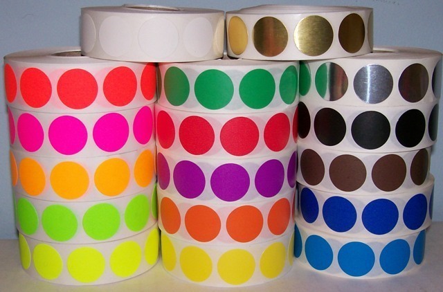 1000 1" CIRCLE COLOR CODED DOT LABEL STICKER 17 Colors