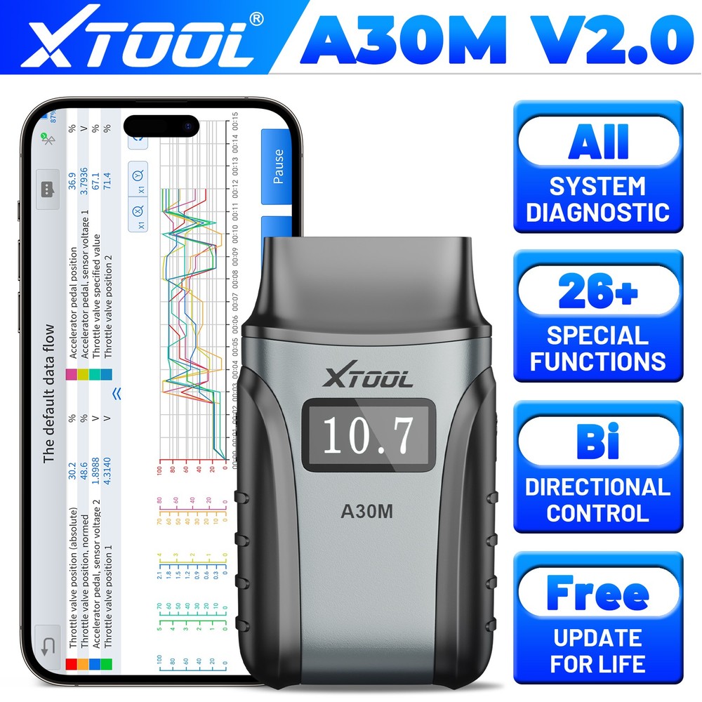 XTOOL A30M OBD2 Scanner Car Bidirectional All System Diagnostic Tool Code Reader