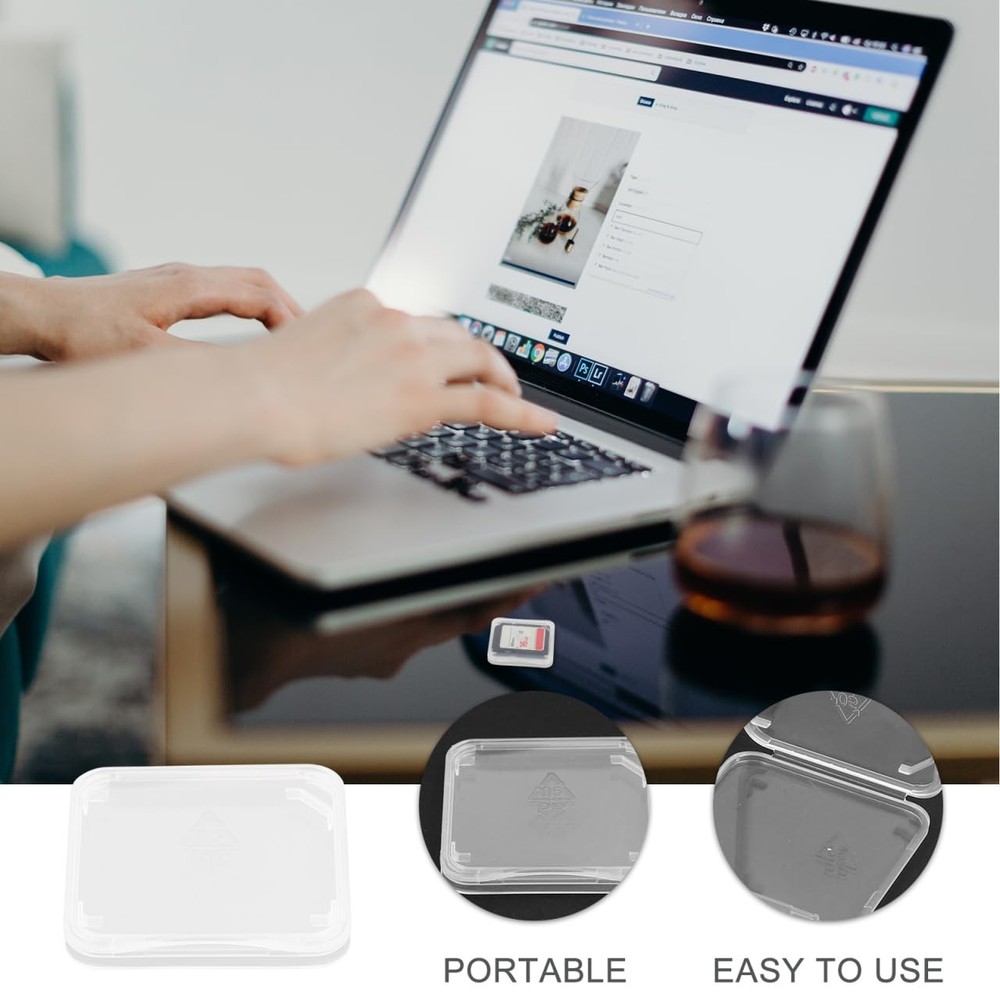 100 Pack Transparent Card Cases Storage Boxes Compact Plastic Memory Card Hol...