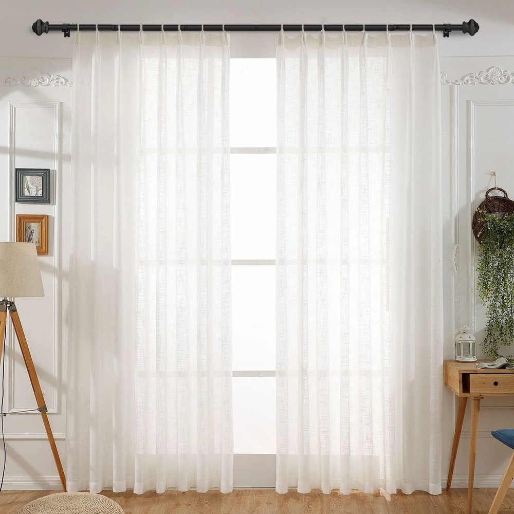 2 Pack Matte Black Curtain Rods, 32-46 inch, 5/8, Splicing, Adjustable, Set