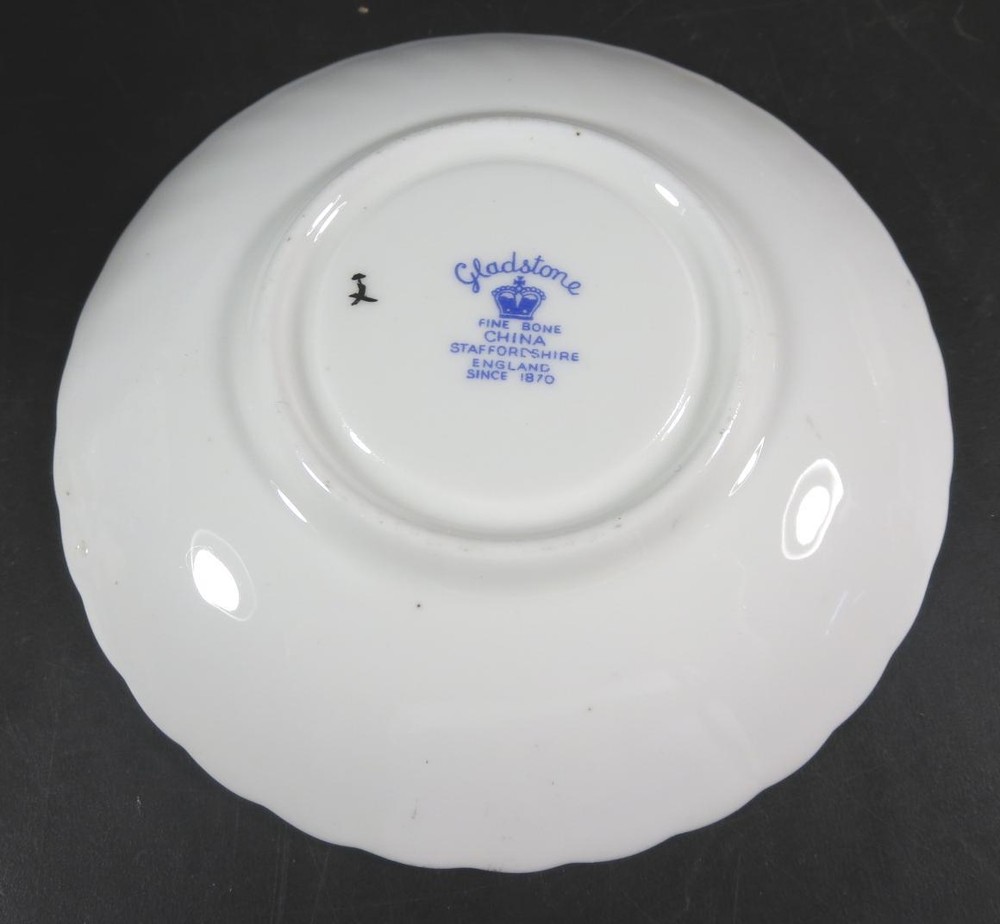 Gladstone China Cup & Saucer Silver Fleur de Lis