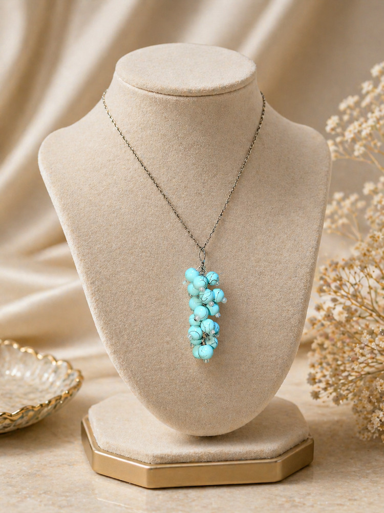 Celeste Aqua Grape Vine Necklace