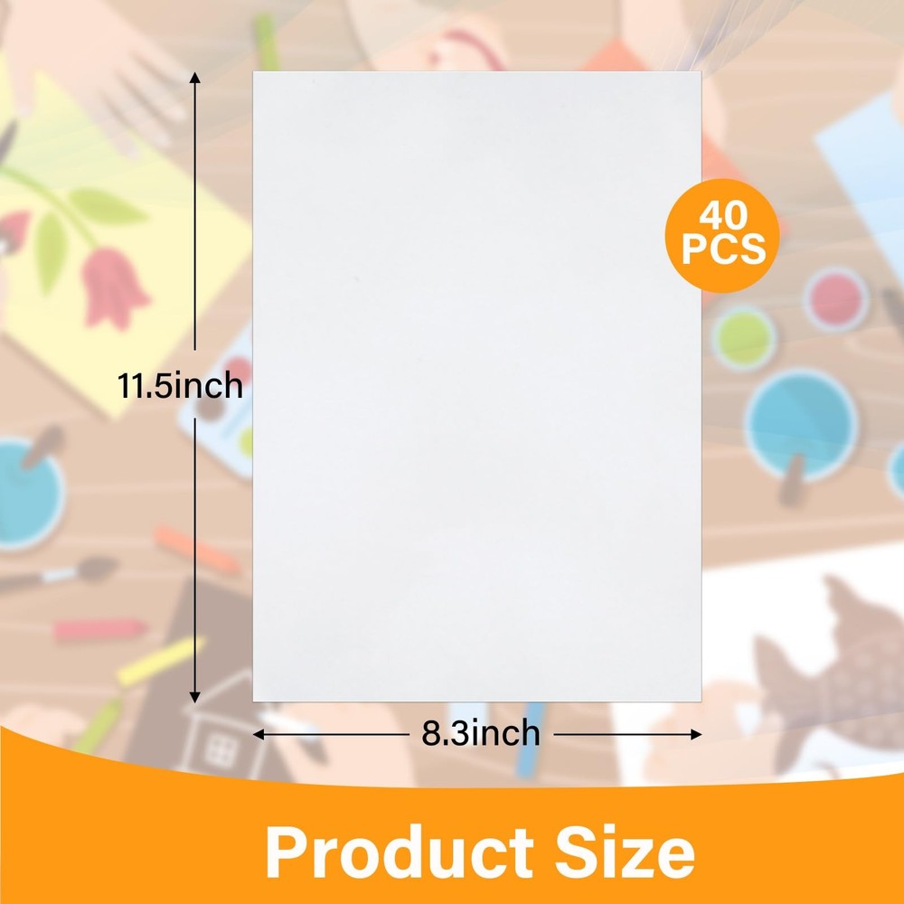 40 Sheets A4 Size Clear Double Sided Adhesive Tape Sheets, Wide Large Double Sid