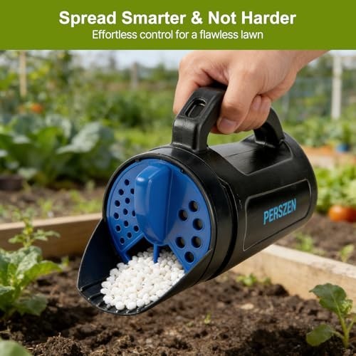 Multi-Use Handheld Spreader for Fertilizer, Grass Seed & Ice Melt - 84 Oz Capaci