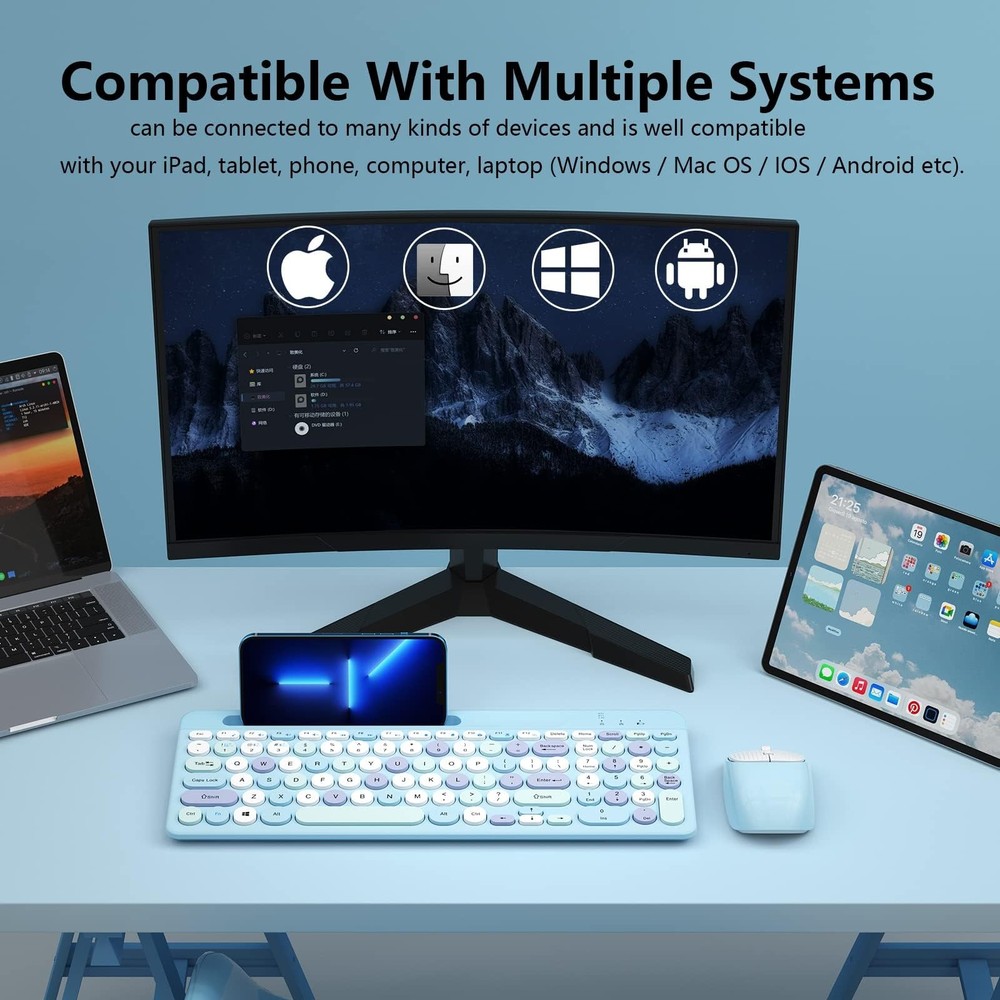 Bluetooth Keyboard and Mouse Wireless Multi-Device Rechargeable Keyboard and