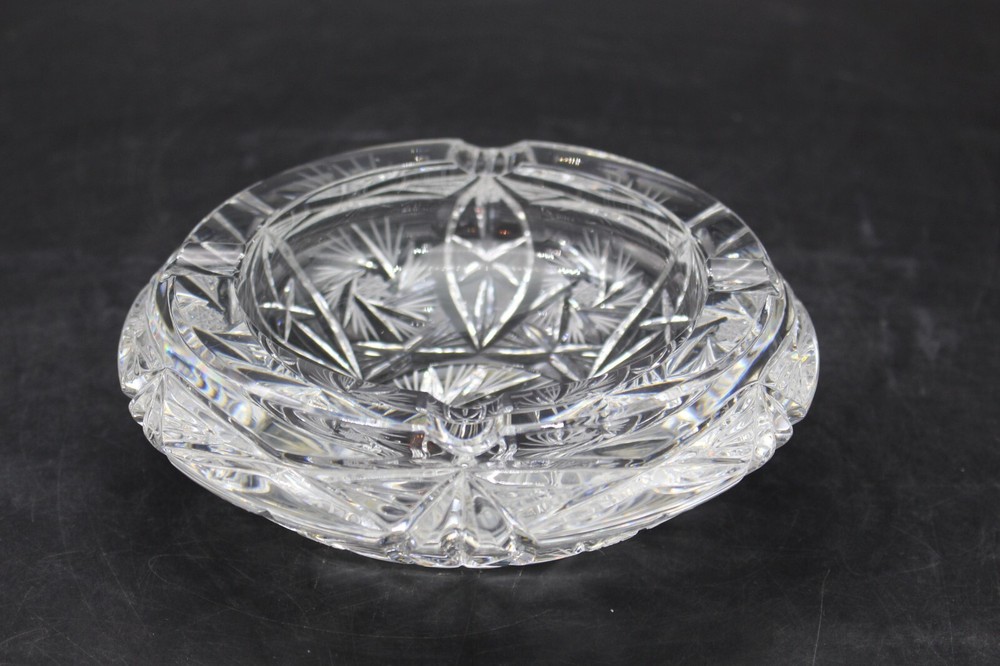 Heavy Crystal Ashtray Starburst Pattern