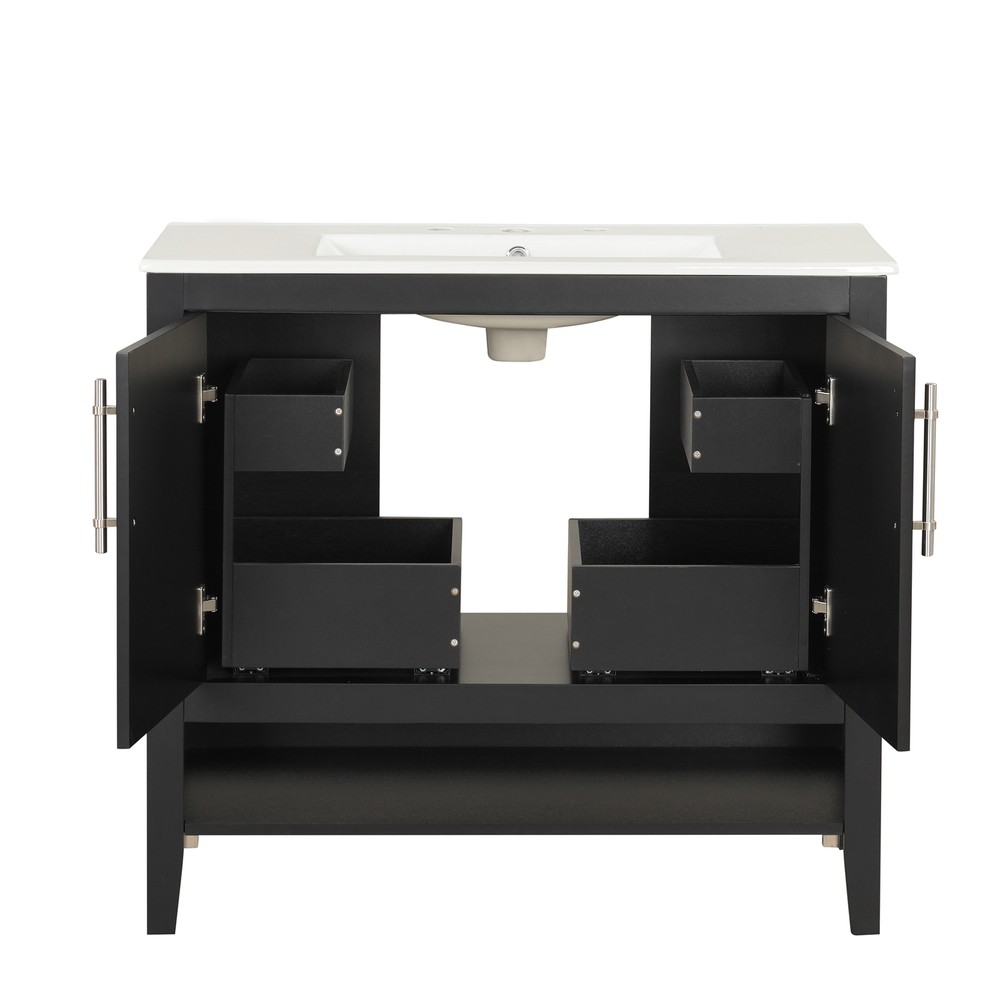 36" Bathroom Vanity with Sink Multi-functional Bathroom Cabinet w/Doors &Drawers