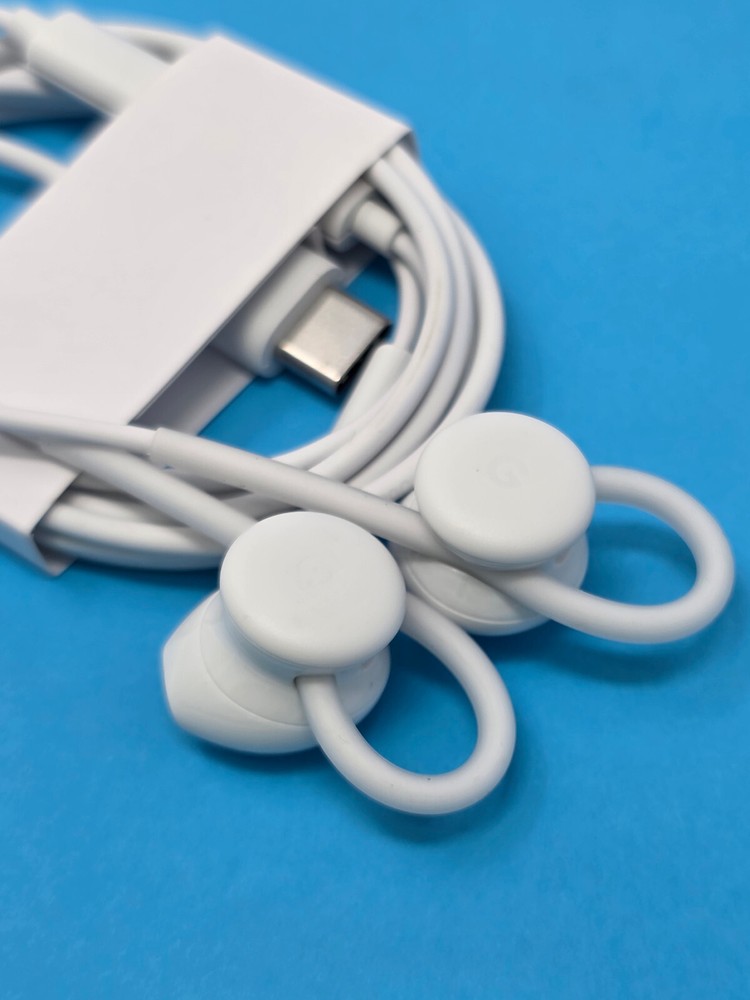 Google Earbuds USB-C Wired Digital Headset for Pixel Phones - White - Open-Box