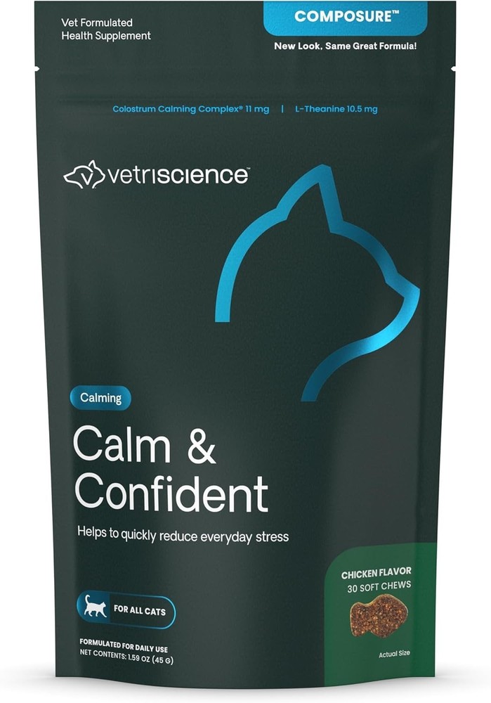 VetriScience Composure Cat Behavioral Calming Bite Sized Chews Chicken 30 ct