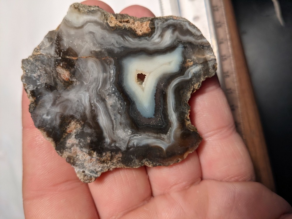 Natural Black Agate Slab Slice Cool Pattern