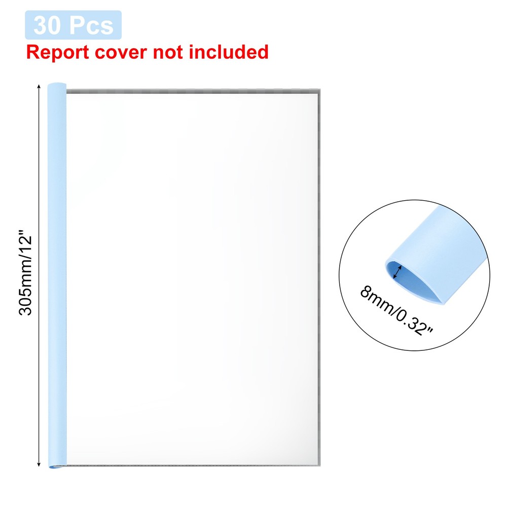30Pcs Binding Bars, 8mm Binding Bars 50 Sheets Capacity, Blue