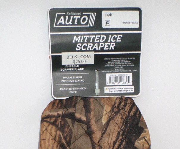 Saddlebred Auto Mitted Ice Scraper Realtree Camo Orange Lining Elastic Cuff 14+