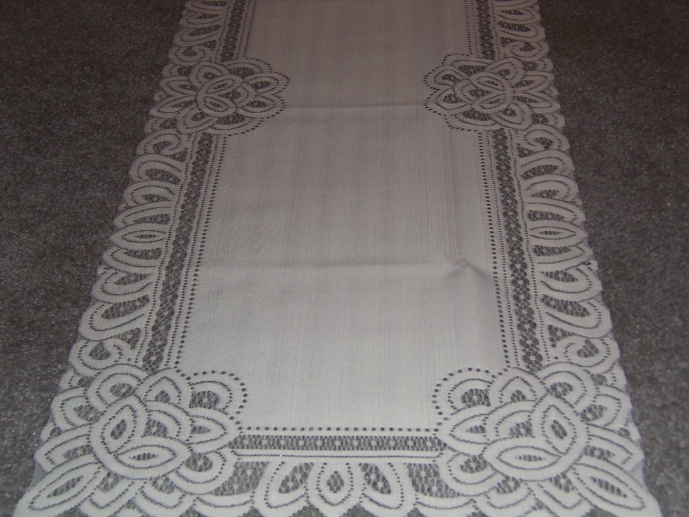 Lace Table Runner Ivory Battenburg design 72 x 14