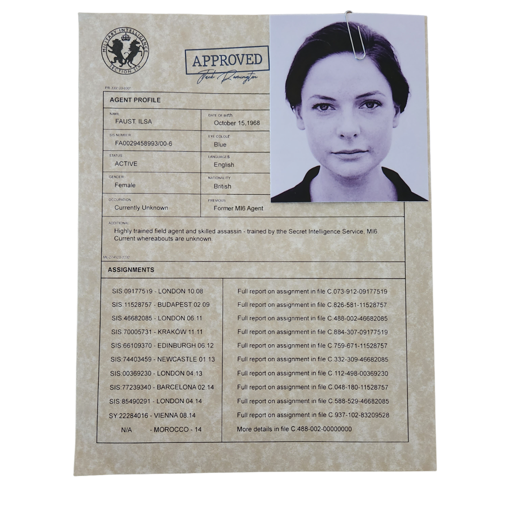 Mission Impossible Agent Profile documents for prop or display, Wall Art
