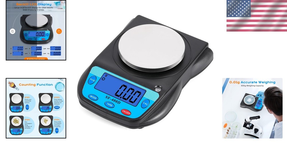 Compact Electronic Analytical Balance with Tare and Auto Shut-Off Features