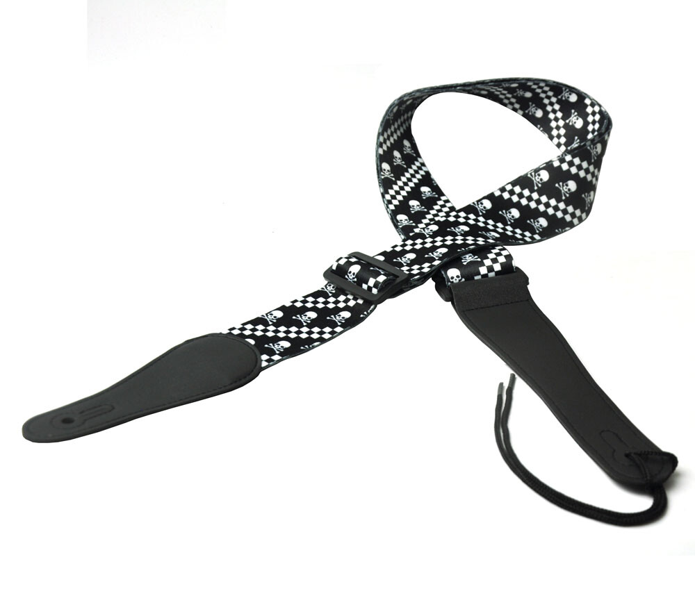 2'' Wide Printed Guitar Strap Polyester Woven With Leather Head