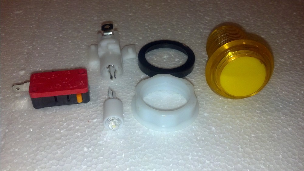 Yellow illuminated arcade button with led and microswich