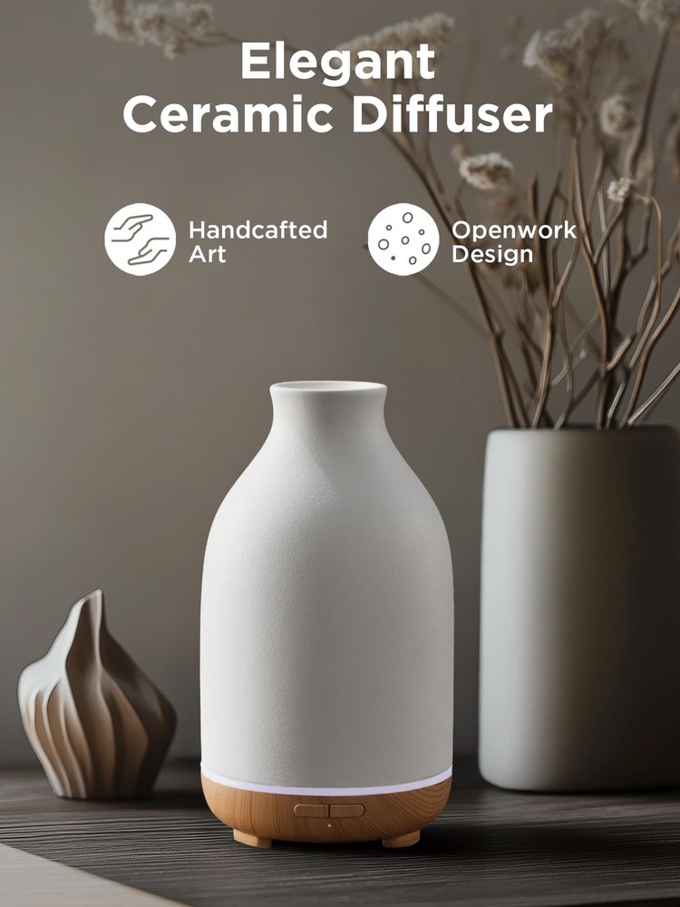 InnoGear Essential Oil Diffuser, 150ml Ceramic Stone Diffuser Medium, White