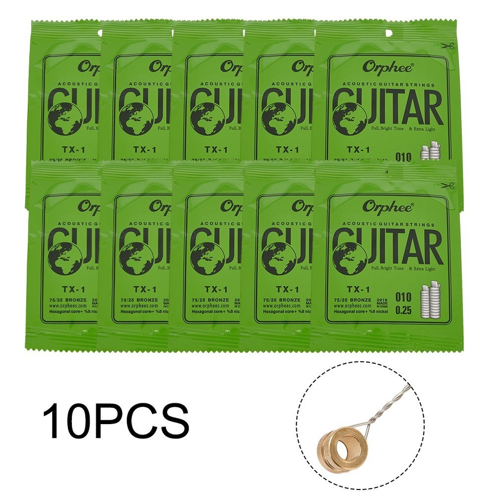 10PCS Orphee Single Strings For Acoustic Guitar 1st E-String(.010) Replacement