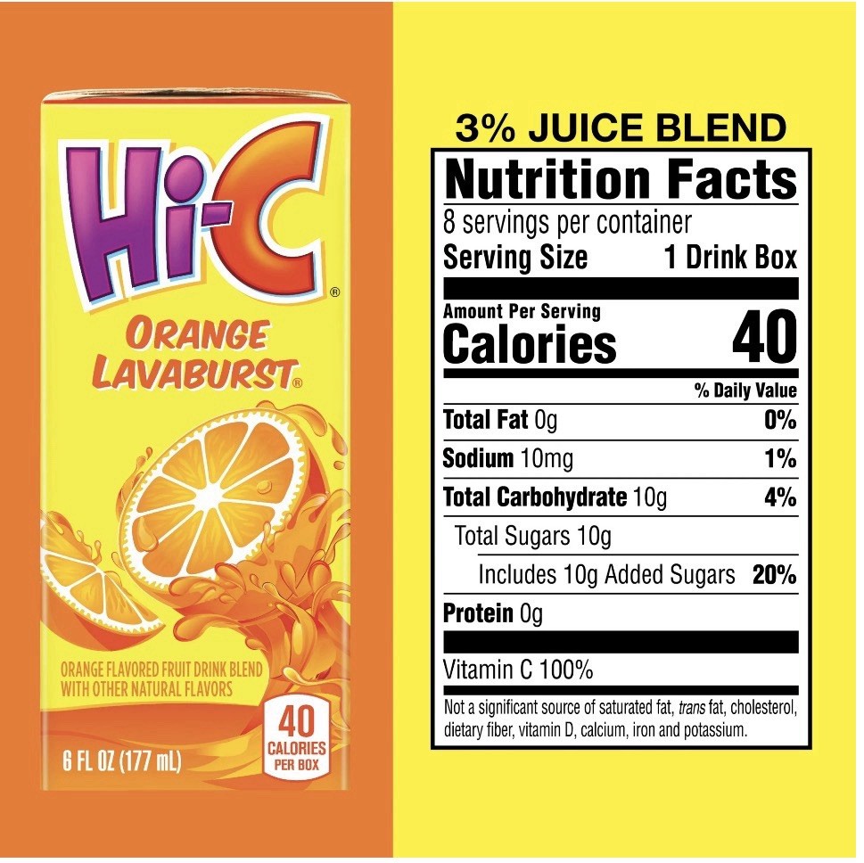 Hi-C Orange Lavaburst Fruit Juice, 6 fl oz, 8 Juice Boxes