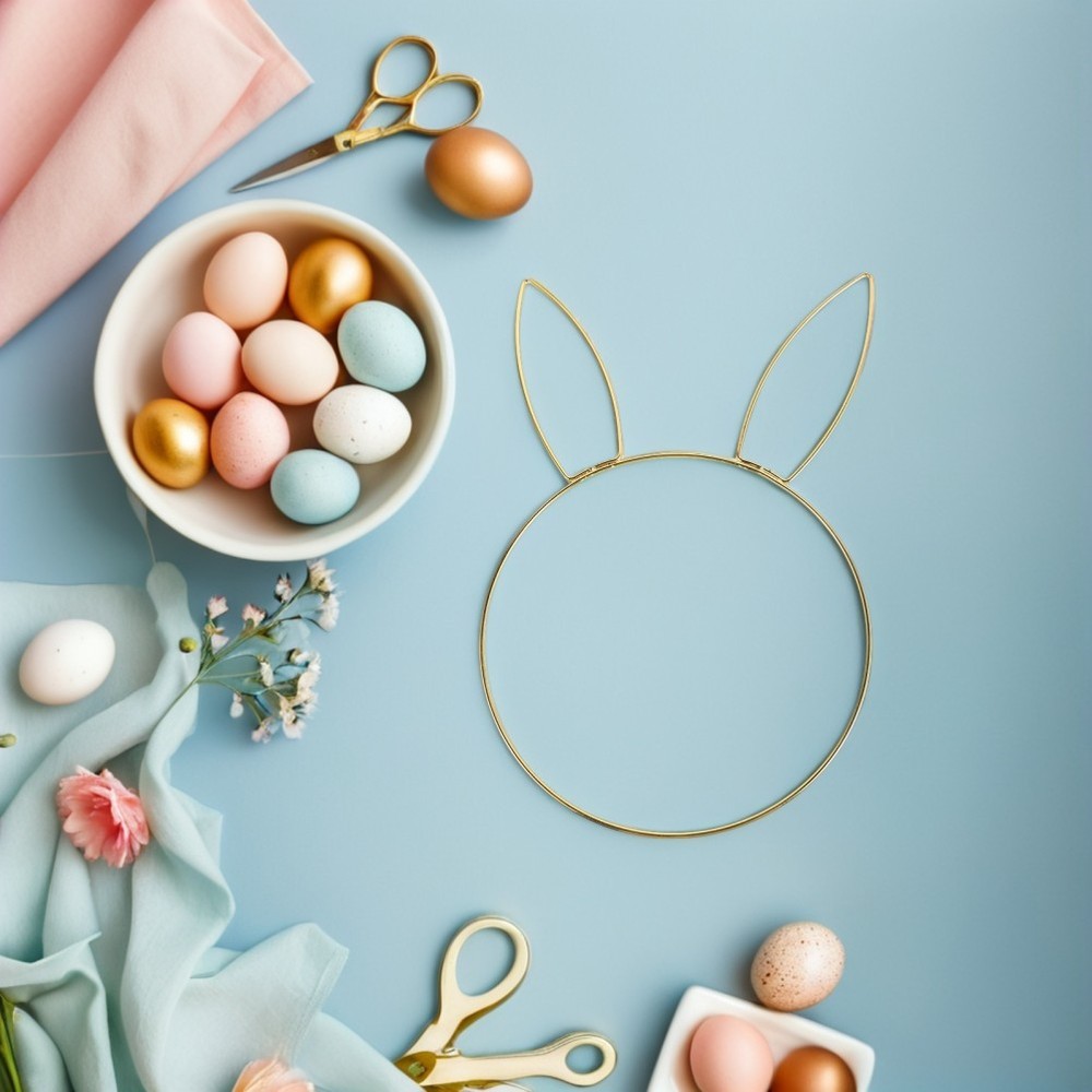 4 Pcs Rabbit Head Garland Bunny Ear Wire Wreath Easter Decorations