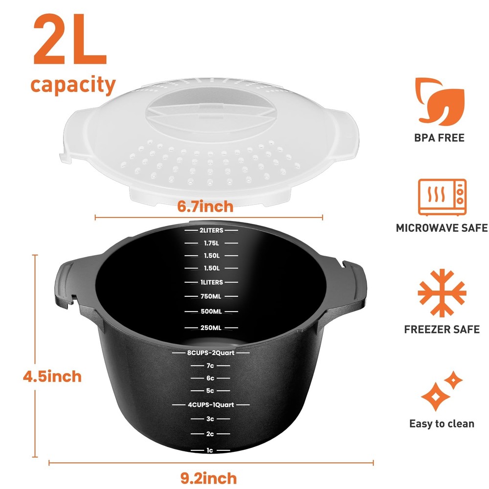 Microwave Cookware Steamer, 2 Quart Microwave Steamer for Vegetables, Microwa...