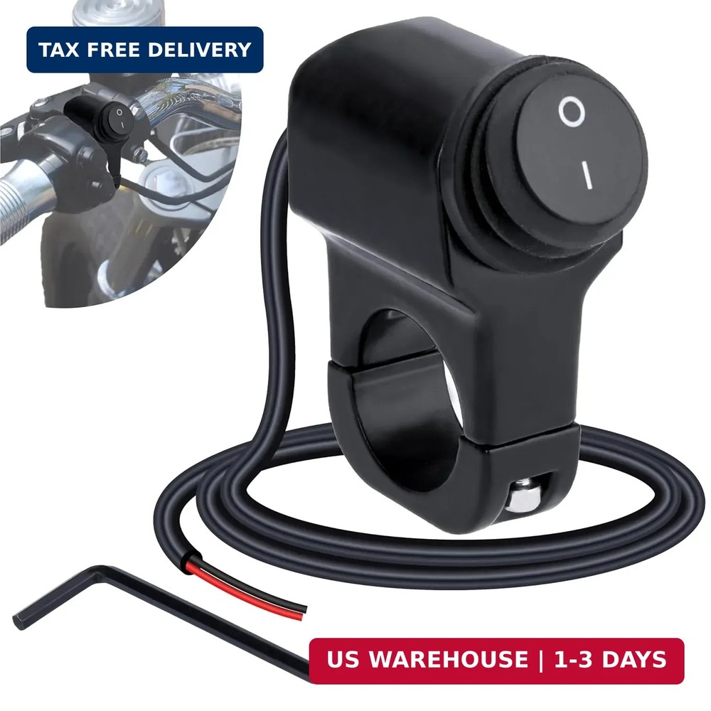 Motorcycle Handlebar Switch 12V, Waterproof Motorcycle Light Toggle Switch, Alum