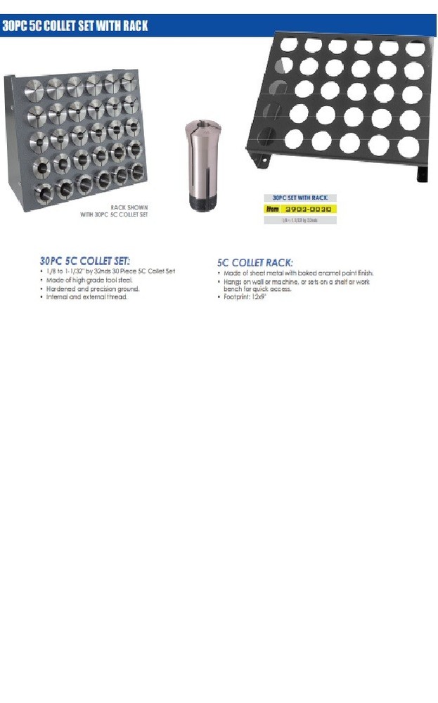 HHIP 30 PIECE 5C COLLET SET WITH RACK (3903-0030)