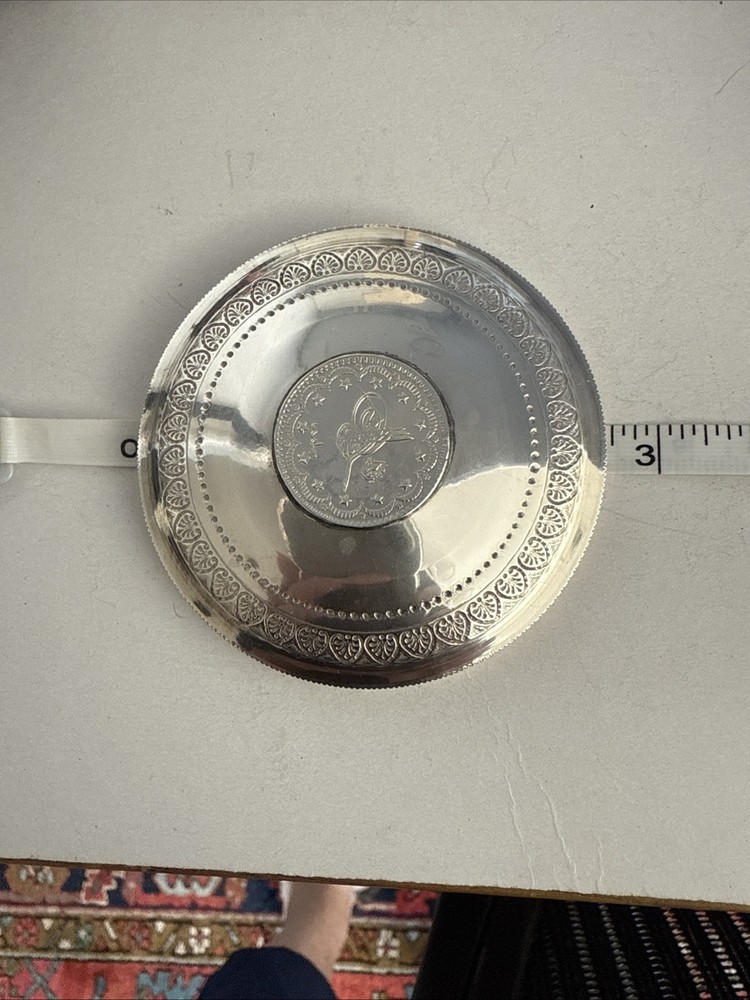 Solid Silver Turkish Ottoman Kurush Coin Box Gilded Inside Marked AG 800