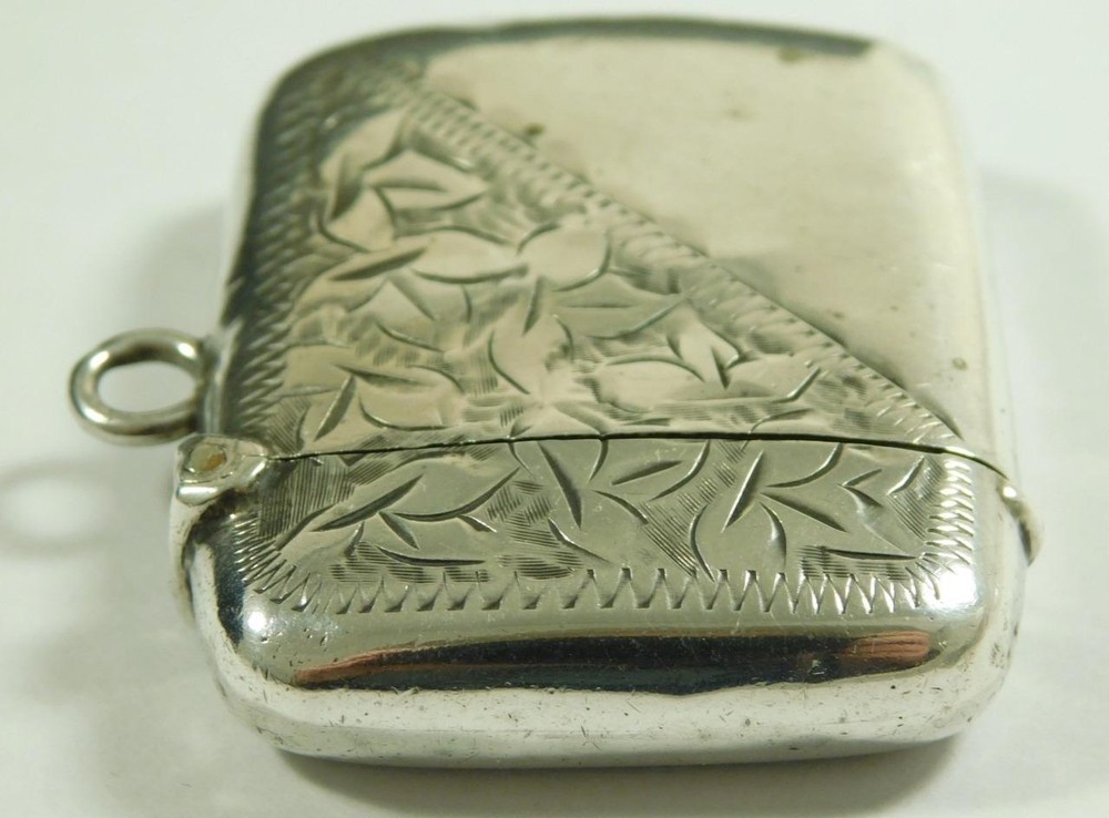 Antique Solid Sterling Silver Vesta Case Matchsafe 1910 Hallmark By Thomas Hayes