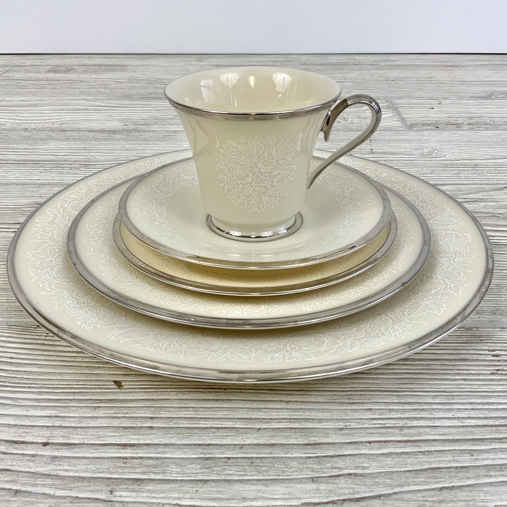 Lennox Moonspun Platinum Rim 5 Piece Place Setting /cb