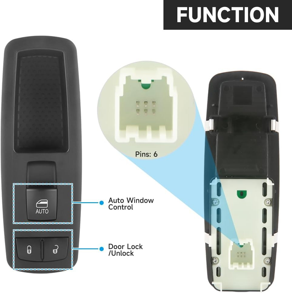 Front Right Passenger Side Master Power Window Switch - Compatible for Dodge Dur
