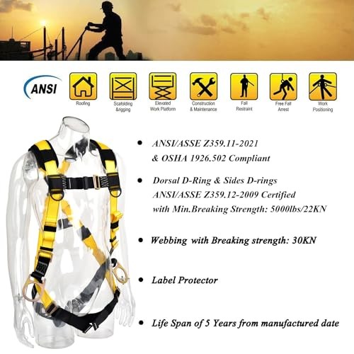 3D-Ring Industrial Fall Protection Safety Harness Basic(5-point Harness)
