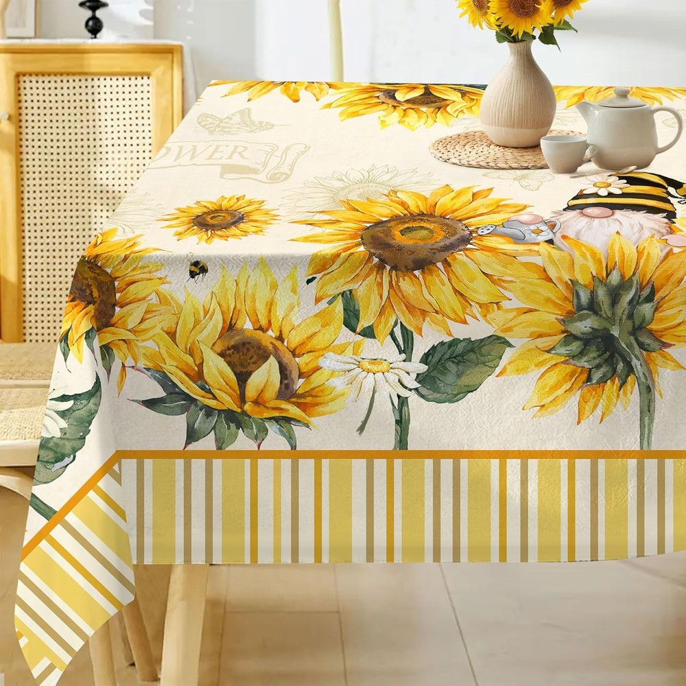 Hexagram Sunflower Tablecloth 60x84 Inch 60" x 84" (Rectangular),