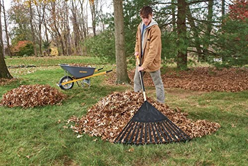 True Temper 30 Inch Clog Free Leaf Rake With Comfort Grip Handle
