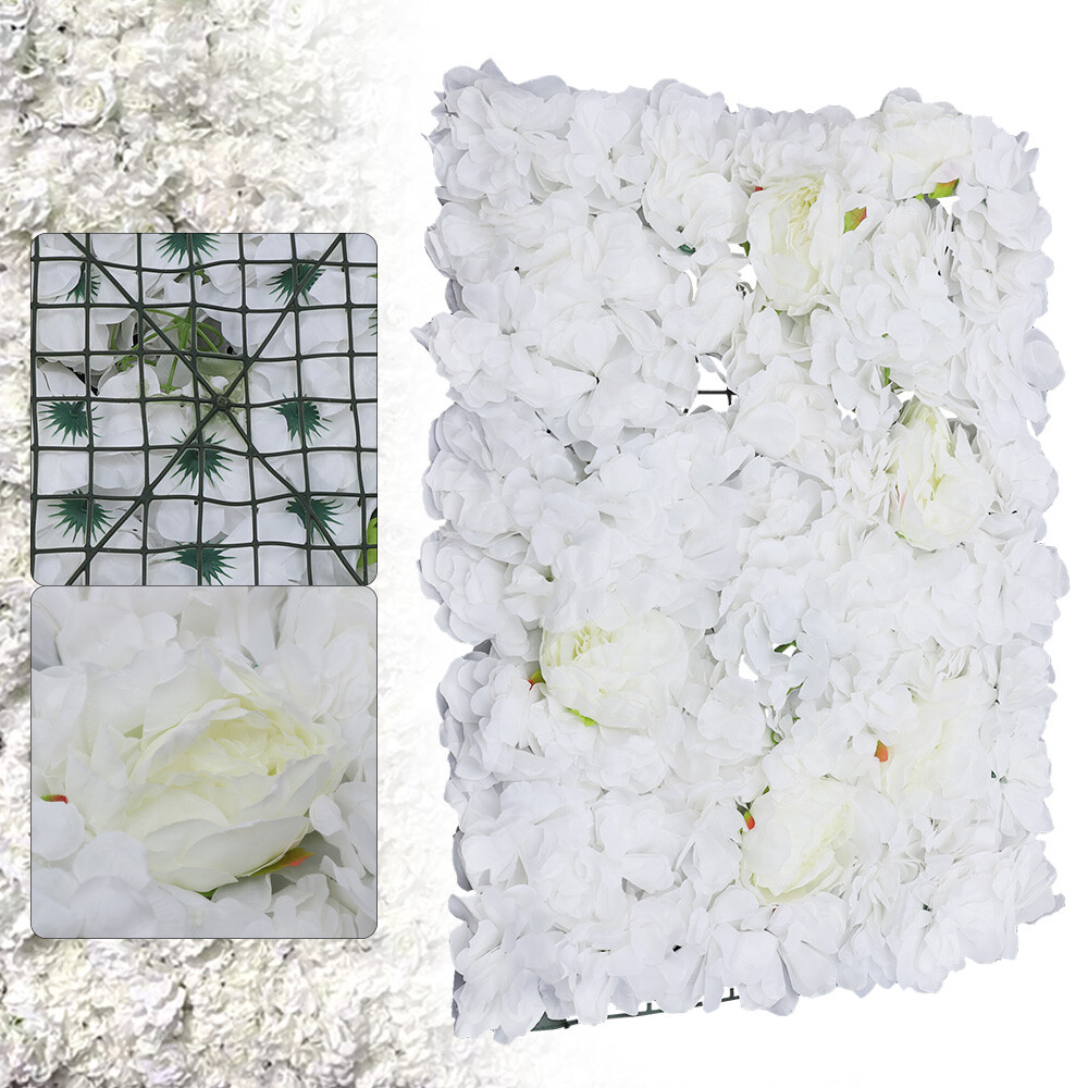 6pcs White Artificial Rose Hydrangea Flower Wall Panels Wedding Party Decor