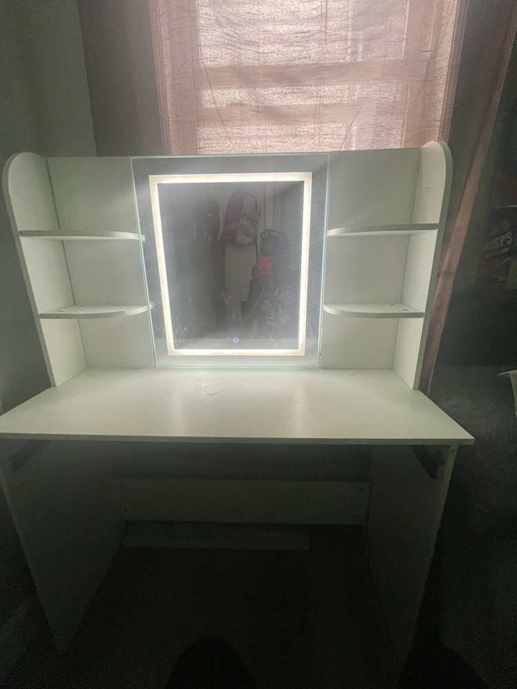 vanity mirror with lights desk white