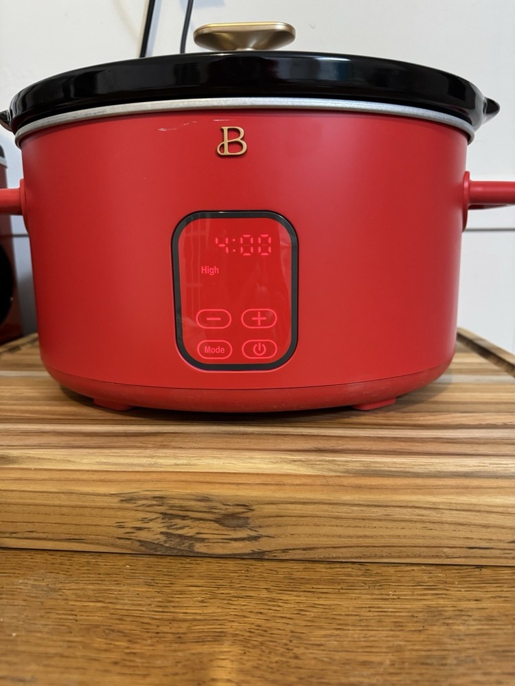 Beautiful 6qt Programmable Slow Cooker Red Touch-Activated Display