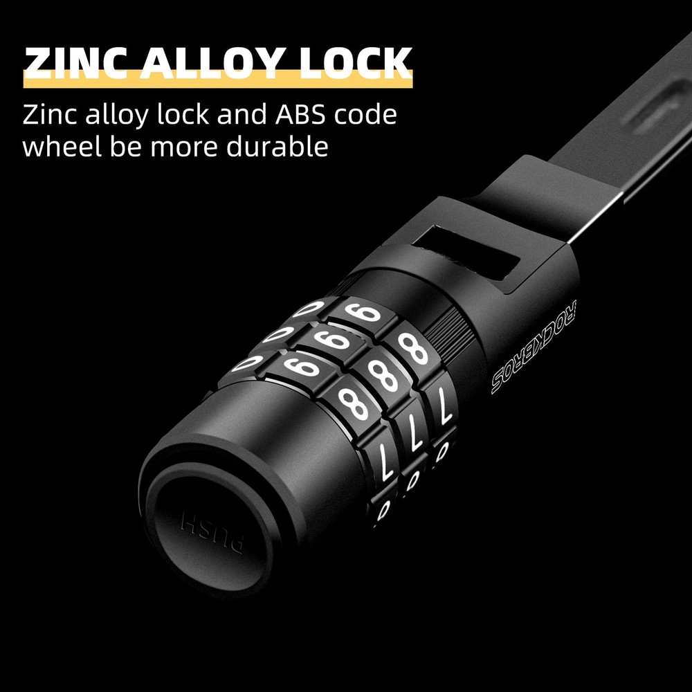 ROCKBROS Steel Core Security Zip Tie Lock Multi-Use, 3-Digit one-size, Black