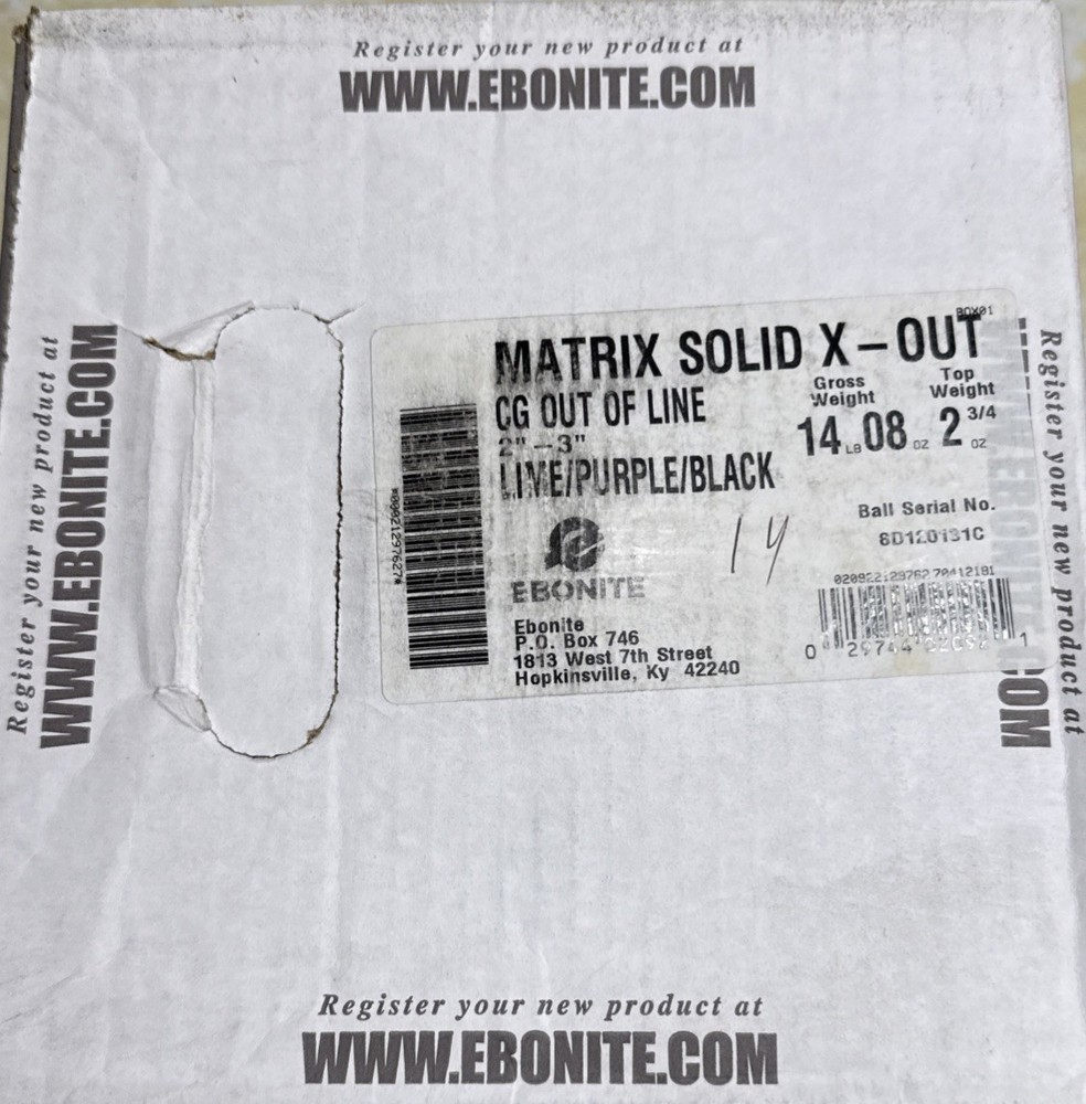 14lb Ebonite Matrix Solid Bowling Ball NIB!